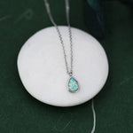 Green Opal Teardrop Pendant Necklace