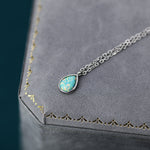 Green Opal Teardrop Pendant Necklace
