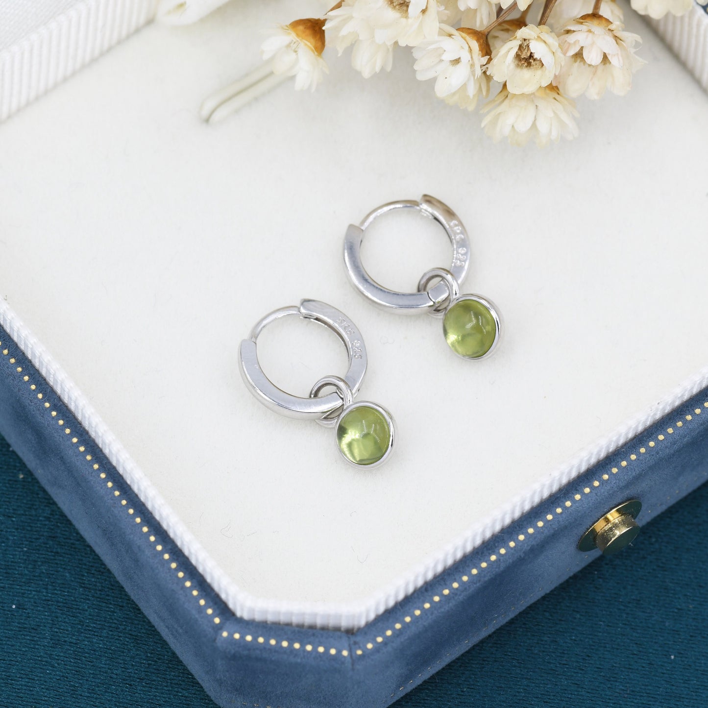 Genuine Peridot Hoop Earrings in Sterling Silver, Detachable Green Peridot Coin Dangle Hoop Earrings, Interchangeable, August Birthstone