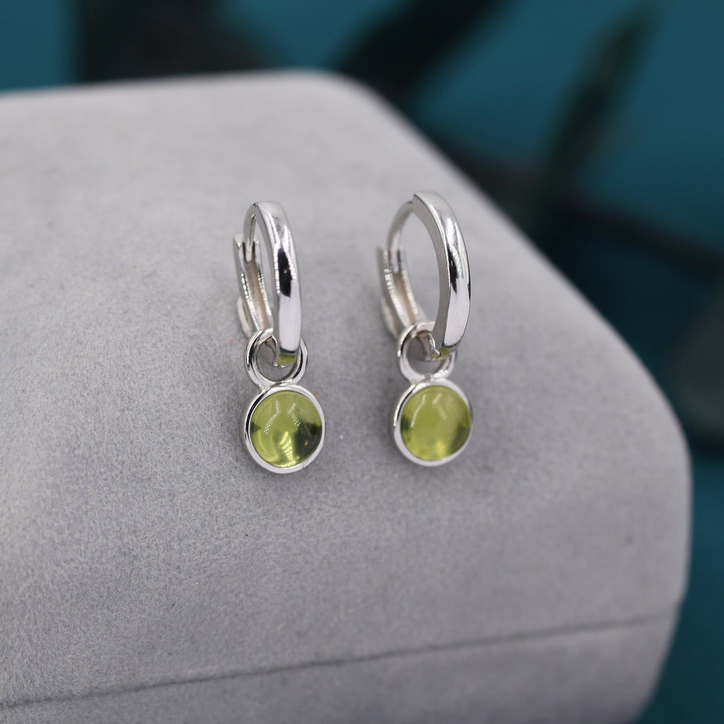 Genuine Peridot Hoop Earrings in Sterling Silver, Detachable Green Peridot Coin Dangle Hoop Earrings, Interchangeable, August Birthstone