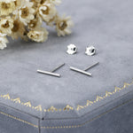 Minimalist Bar Stud Earrings in Sterling Silver, Silver or Gold or Rose Gold, Skinny Bar Earrings, Extra Petite Bar Earrings, Tiny Bar