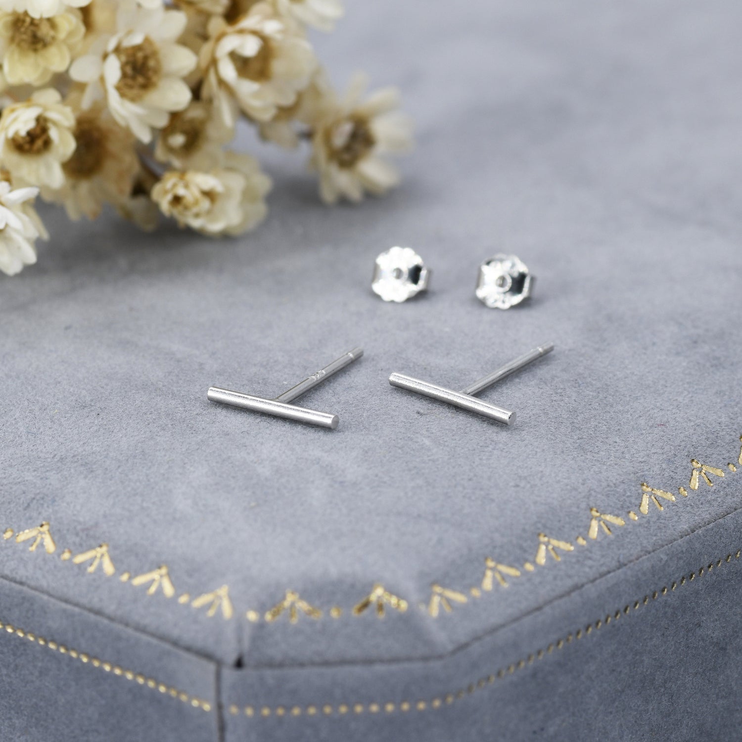 Minimalist Bar Stud Earrings in Sterling Silver, Silver or Gold or Rose Gold, Skinny Bar Earrings, Extra Petite Bar Earrings, Tiny Bar