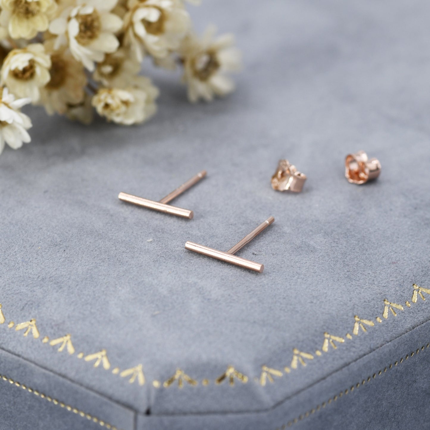 Minimalist Bar Stud Earrings in Sterling Silver, Silver or Gold or Rose Gold, Skinny Bar Earrings, Extra Petite  Bar Earrings, Tiny Bar