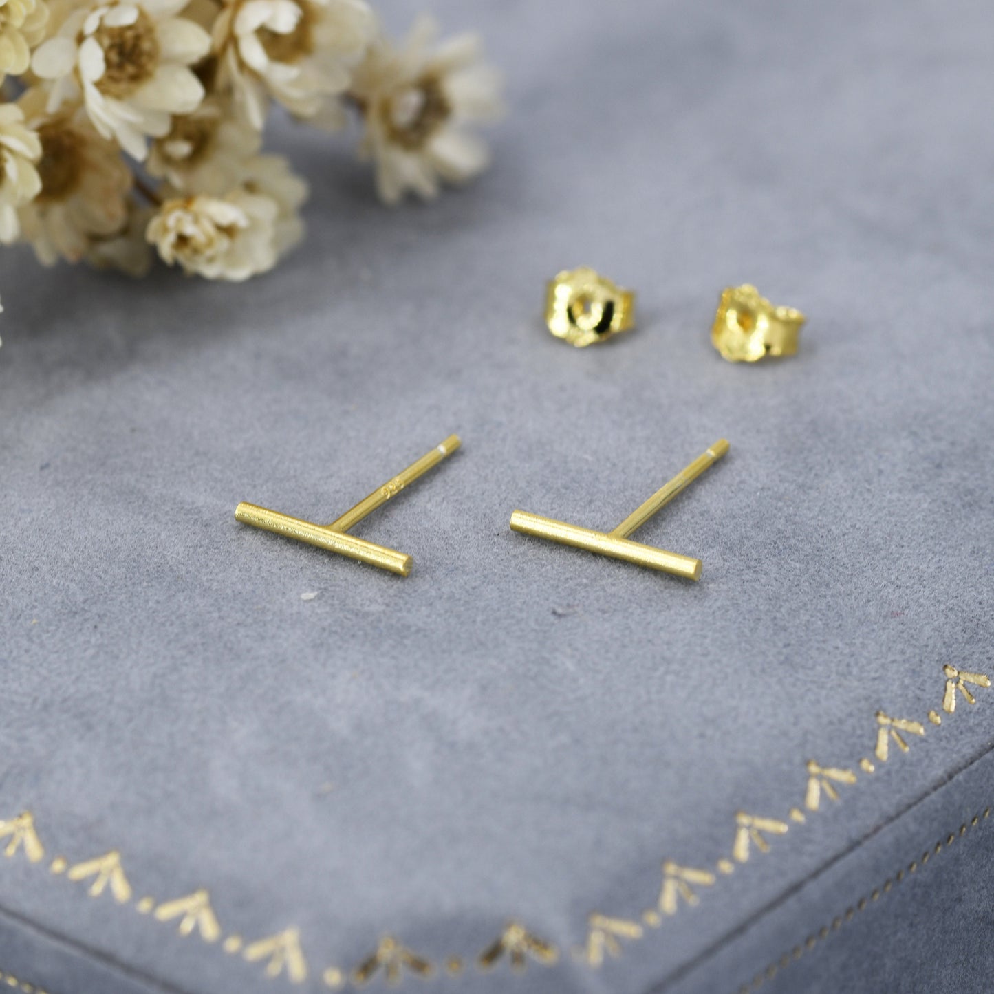 Minimalist Bar Stud Earrings in Sterling Silver, Silver or Gold or Rose Gold, Skinny Bar Earrings, Extra Petite Bar Earrings, Tiny Bar