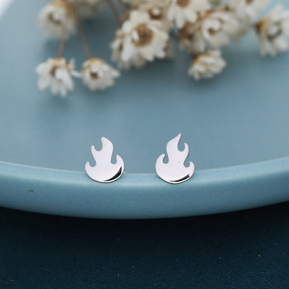 Fire Flame Stud Earrings in Sterling Silver, Silver, Gold or Rose Gold,  Nature Inspired.