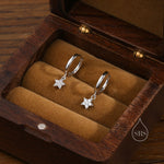 Delicate CZ Star Huggie Hoop Earrings in Sterling Silver, Silver, Gold or Rose Gold, North Star Earrings, Sunburst Earrings, Celestial