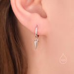Dangling Spike Dagger Huggie Hoop Earrings in Sterling Silver, Dangle Hoop Earrings, Gold Coated Geometric Huggie Hoops