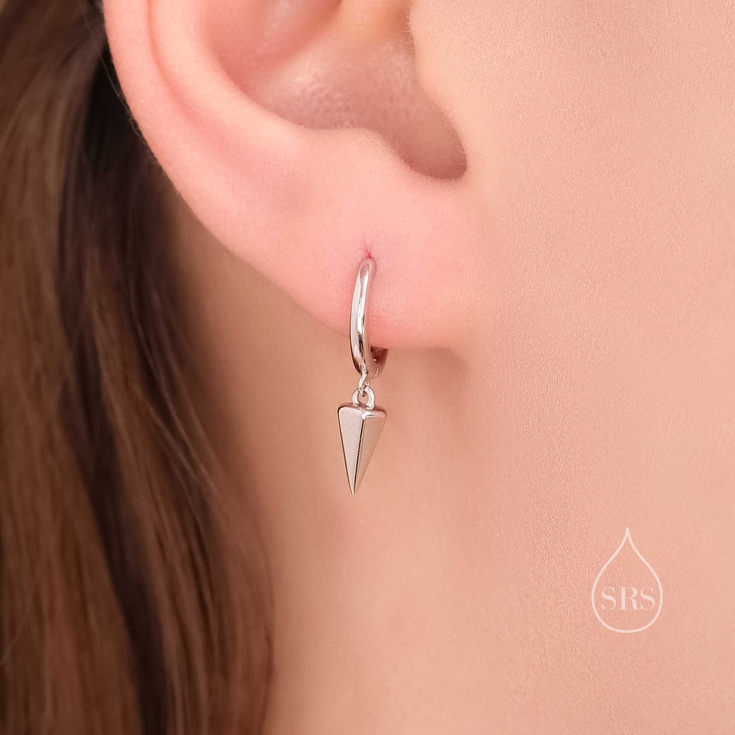 Dangling Spike Dagger Huggie Hoop Earrings in Sterling Silver, Dangle Hoop Earrings, Gold Coated Geometric Huggie Hoops