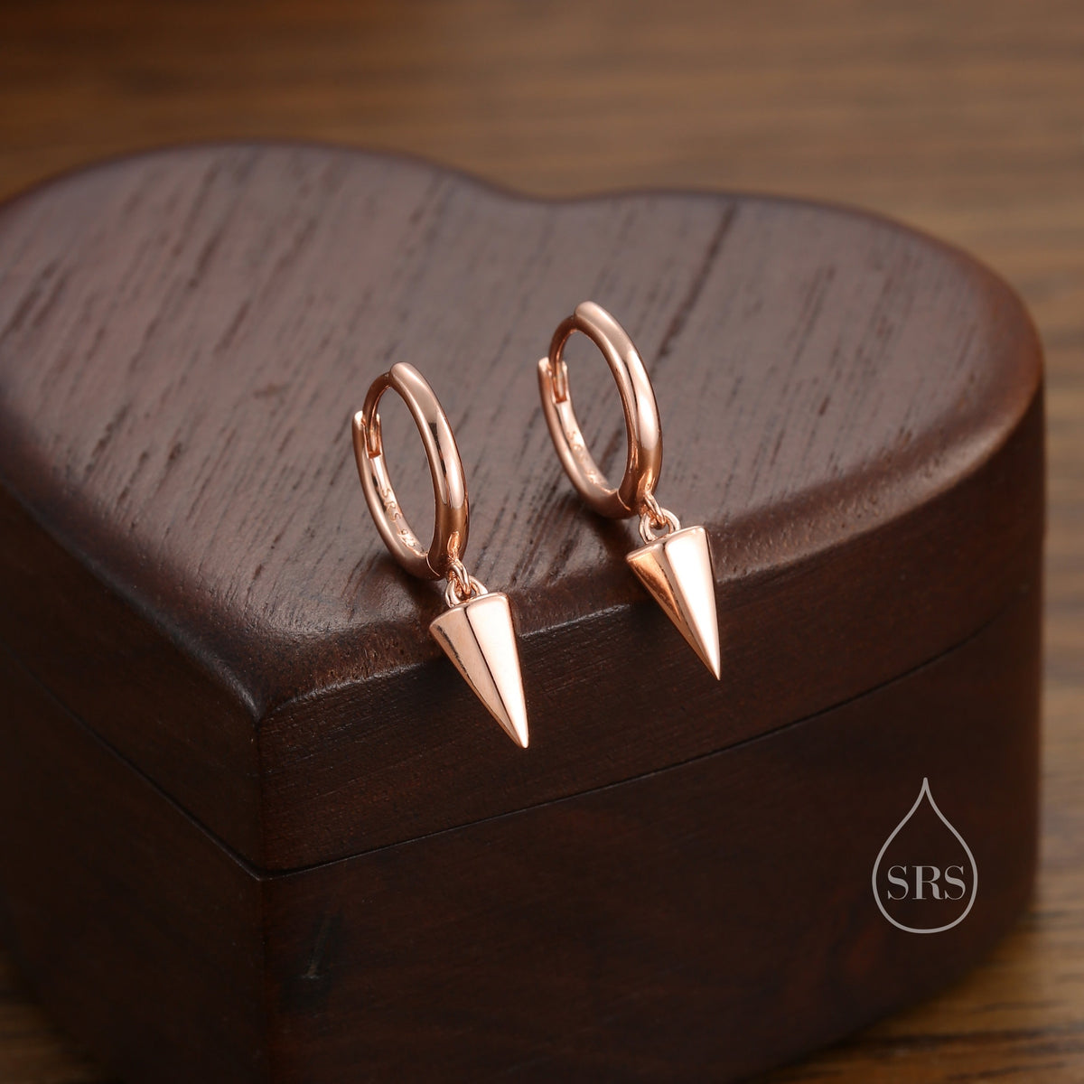 Dangling Spike Dagger Huggie Hoop Earrings in Sterling Silver, Dangle Hoop Earrings, Gold Coated Geometric Huggie Hoops