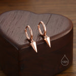 Dangling Spike Dagger Huggie Hoop Earrings in Sterling Silver, Dangle Hoop Earrings, Gold Coated Geometric Huggie Hoops