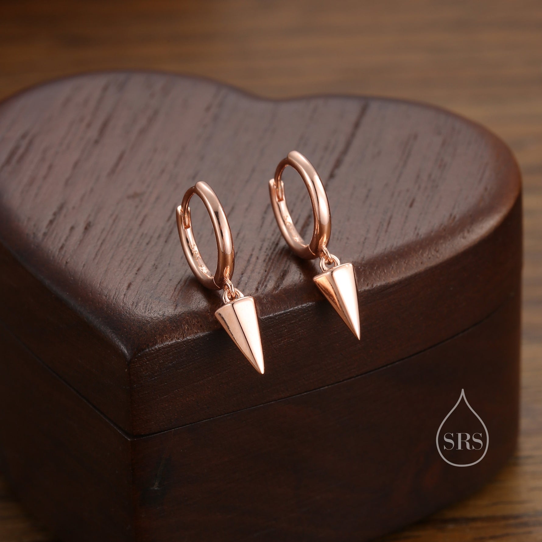 Dangling Spike Dagger Huggie Hoop Earrings in Sterling Silver, Dangle Hoop Earrings, Gold Coated Geometric Huggie Hoops
