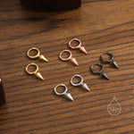 Dangling Spike Dagger Huggie Hoop Earrings in Sterling Silver, Dangle Hoop Earrings, Gold Coated Geometric Huggie Hoops