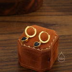 Sapphire Blue CZ Heart Huggie Hoop in Sterling Silver, Silver or Gold, 8mm Inner Diameter, Stacking Earrings, September Birthstone