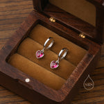 CZ Heart Huggie Hoop in Sterling Silver, Silver or Gold Hoops, 8mm Inner Diameter, Stacking Earrings, Birthstone Earrings