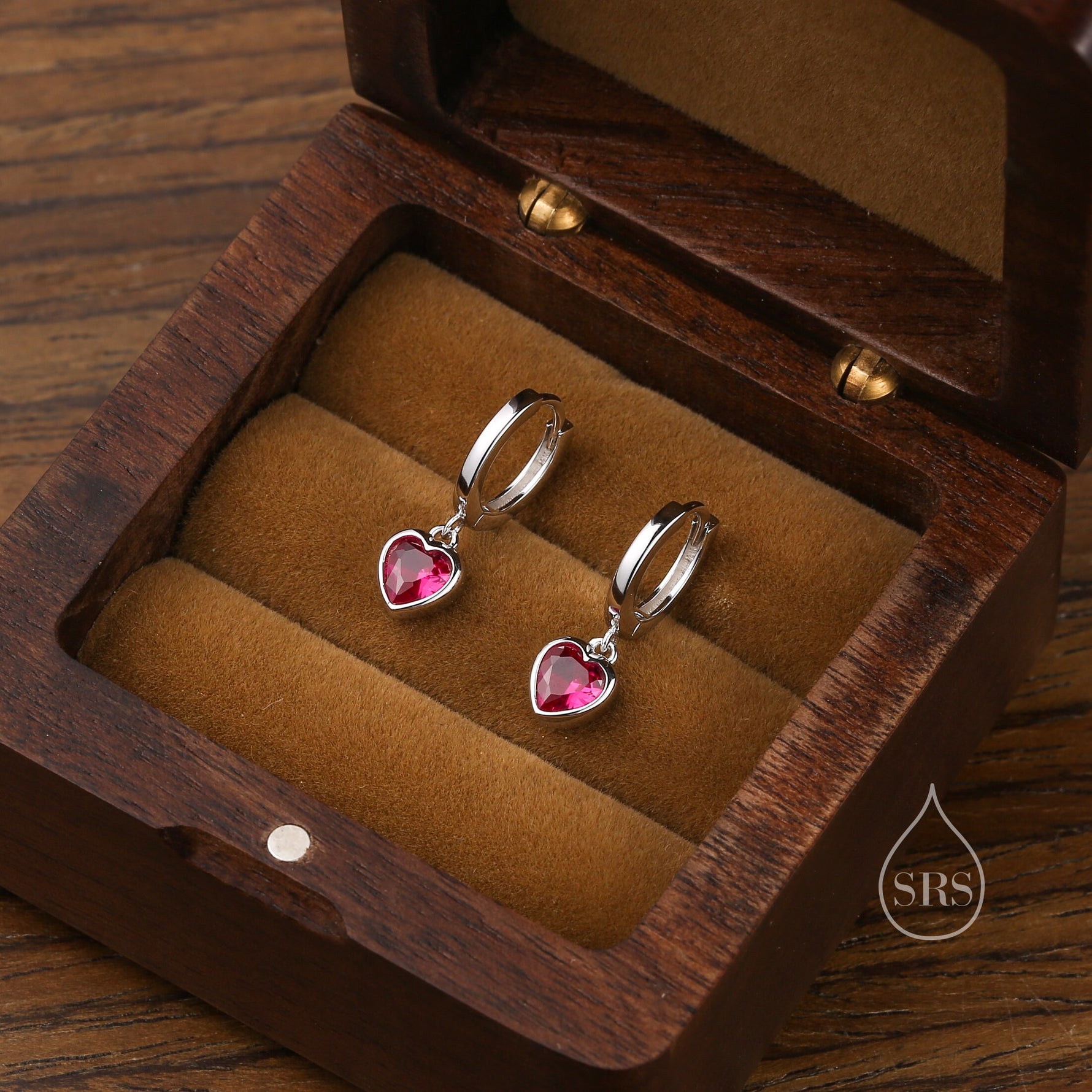 CZ Heart Huggie Hoop in Sterling Silver, Silver or Gold Hoops, 8mm Inner Diameter, Stacking Earrings, Birthstone Earrings
