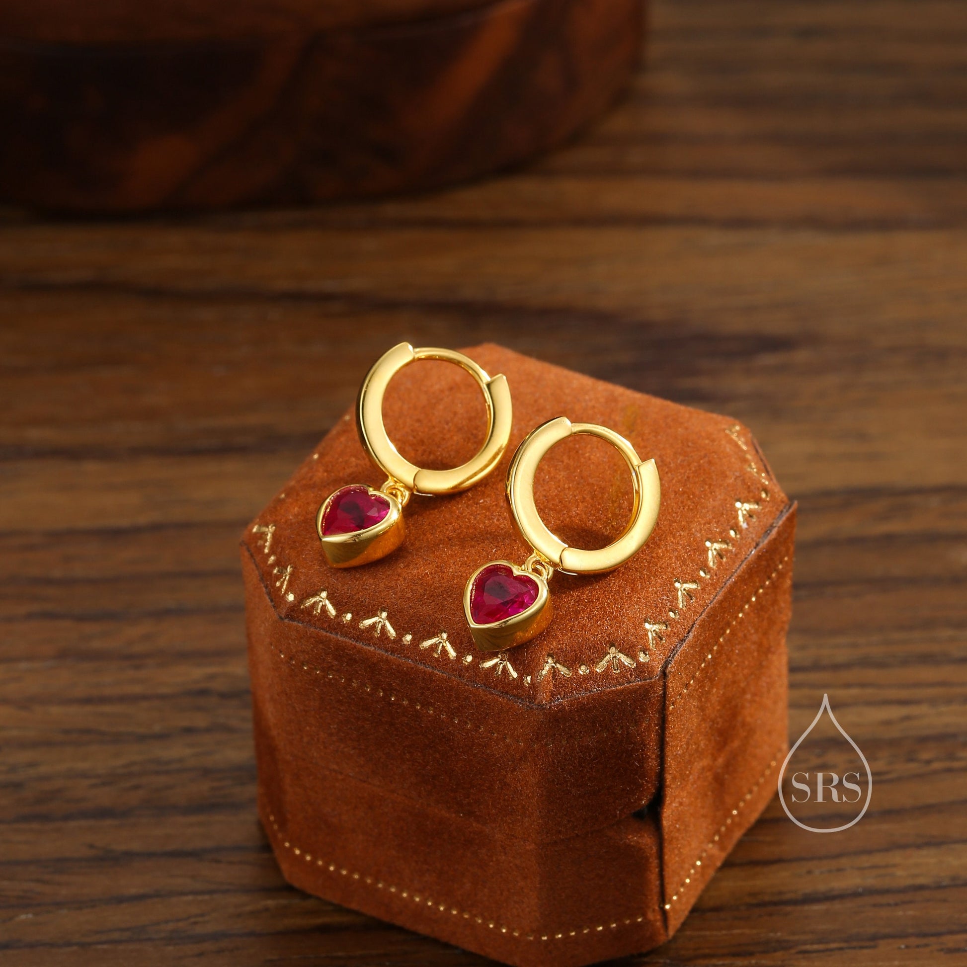 CZ Heart Huggie Hoop in Sterling Silver, Silver or Gold Hoops, 8mm Inner Diameter, Stacking Earrings, Birthstone Earrings