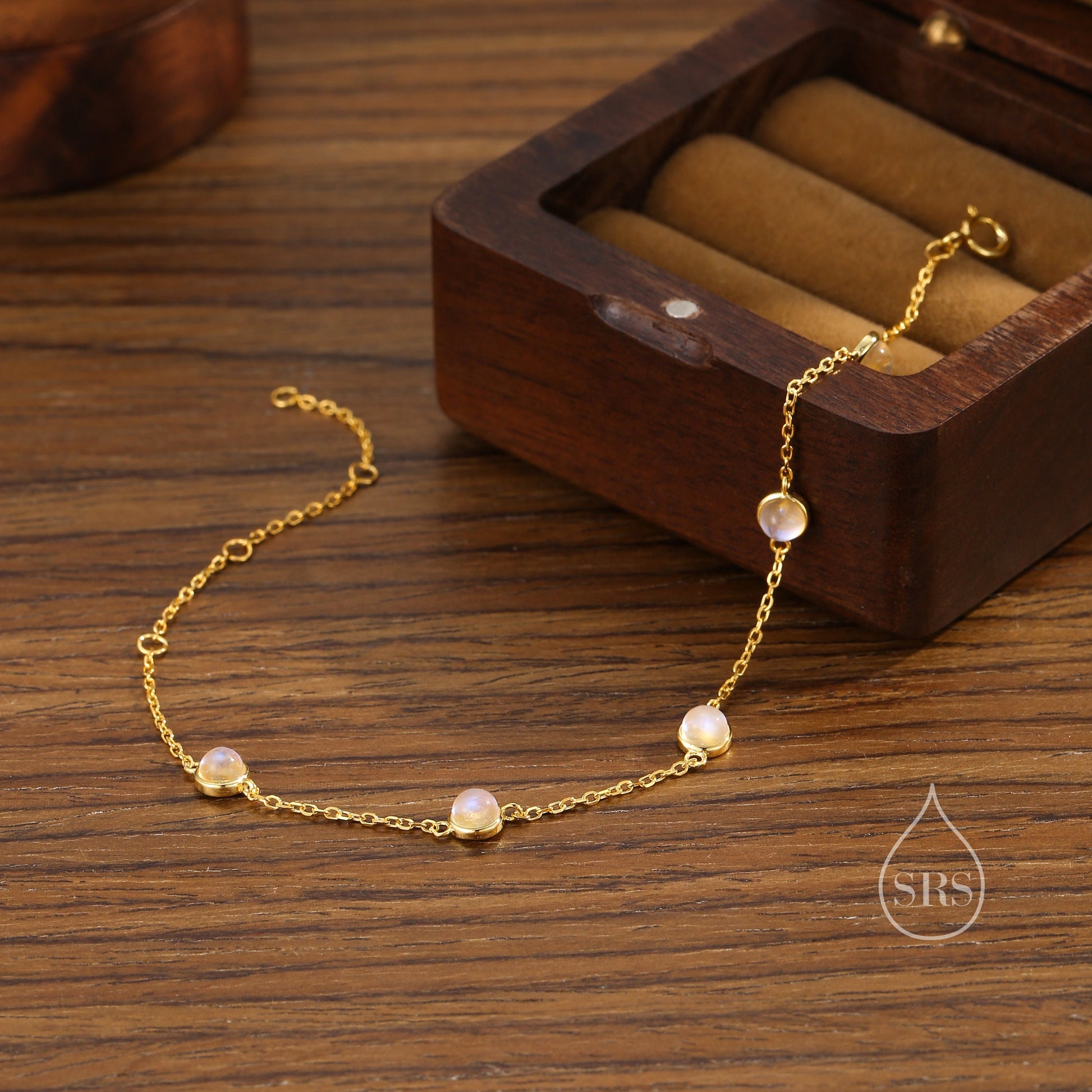 Delicate Moonstone Bracelet in Sterling Silver, Lab Created Moonstone Bracelet, Silver Moonstone Bracelet