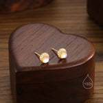 Moon Phase Moonstone Stud Earrings in Sterling Silver, Silver or Gold or Rose Gold, Delicate Moon Earrings, Moonstone Earrings, Celestial