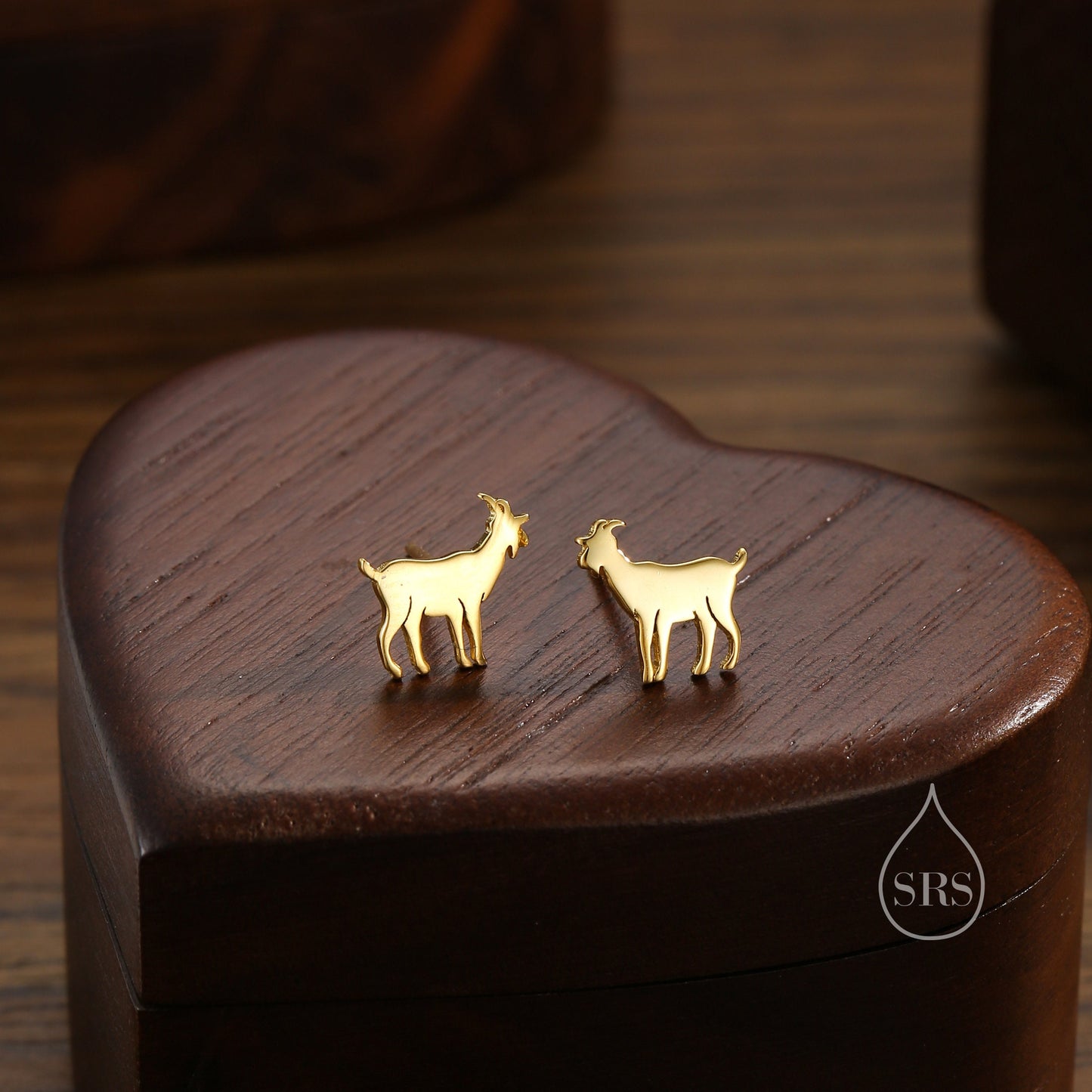 Tiny Goat Stud Earrings in Sterling Silver, Silver or Gold or Rose Gold, Sterling Silver Goat Earrings, Sheep Earrings, Farm Earrings