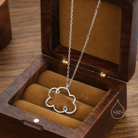 Cloud Outline Pendant Necklace in Sterling Silver, Silver or Gold, Cloud necklace, Fun and Quirky Necklace