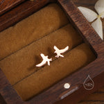 Flying Eagle Stud Earrings in Sterling Silver, Silver or Gold or Rose Gold, Sterling Silver Bird of Prey Earrings, Bird Earrings