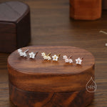 Asymmetric Forget Me Not Flower Bouquet CZ Stud Earrings in Sterling Silver, Silver, Gold or Rose Gold, Mismatched CZ Flower Stud Earrings
