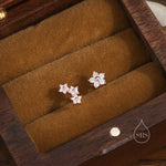 Asymmetric Forget Me Not Flower Bouquet CZ Stud Earrings in Sterling Silver, Silver, Gold or Rose Gold, Mismatched CZ Flower Stud Earrings