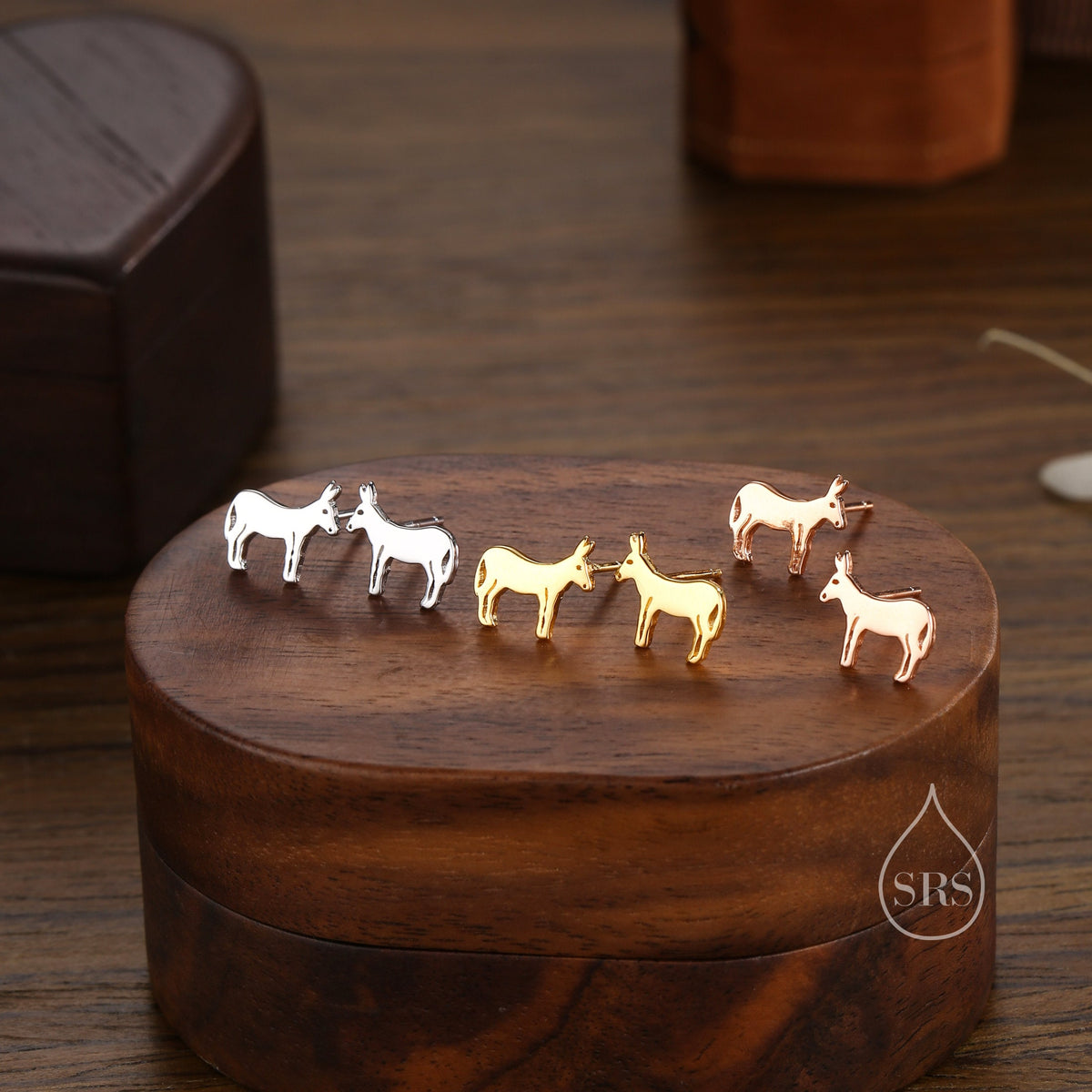 Donkey Stud Earrings in Sterling Silver, Silver or Gold or Rose Gold, Sterling Silver Donkey Earrings, Farm Earrings