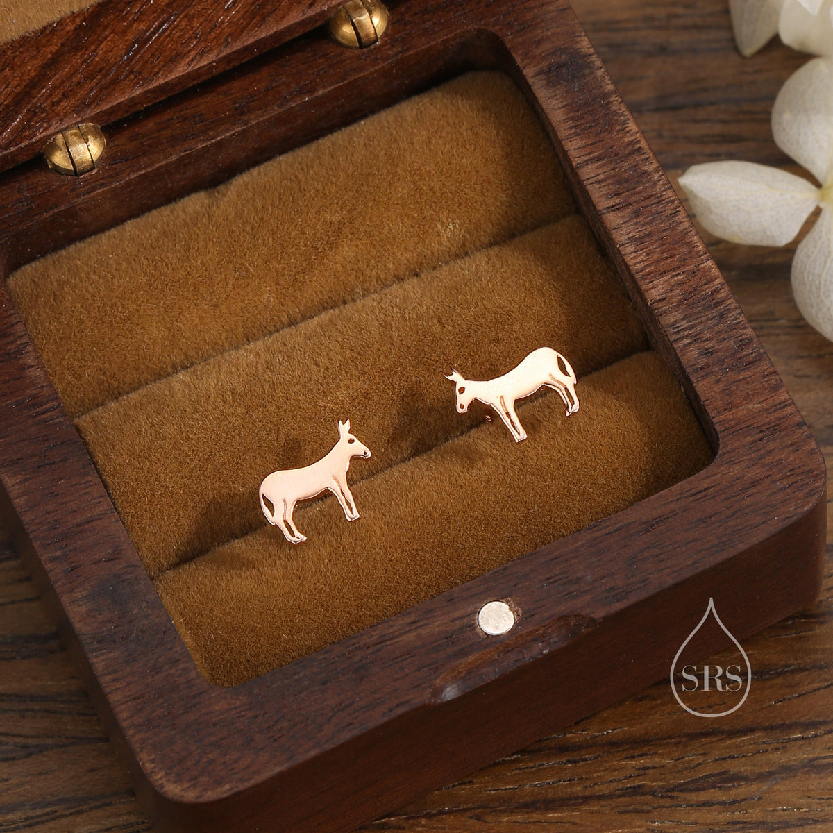 Donkey Stud Earrings in Sterling Silver, Silver or Gold or Rose Gold, Sterling Silver Donkey Earrings, Farm Earrings