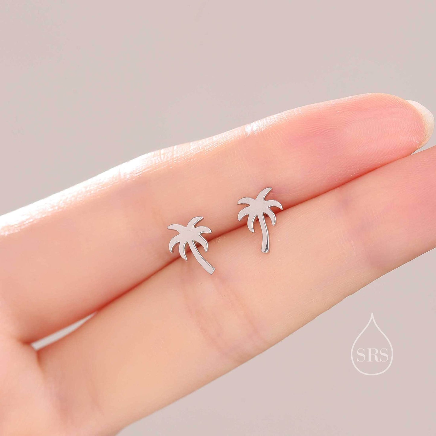 Sterling Silver Tiny Palm Tree Stud Earrings Earrings, Silver or Gold or Rose Gold, Palm Tree Earrings in Sterling Silver, Coconut Tree