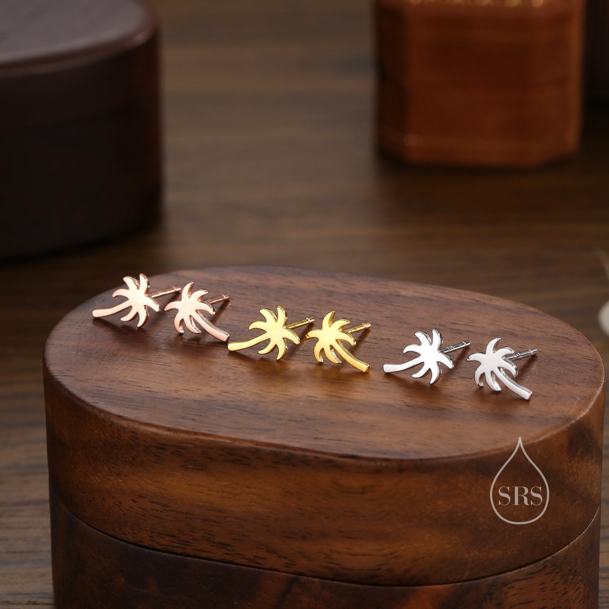 Sale! Sterling Silver Tiny Palm Tree Stud Earrings Earrings, Silver or Gold or Rose Gold, Palm Tree Earrings in Sterling Silver, Coconut Tree