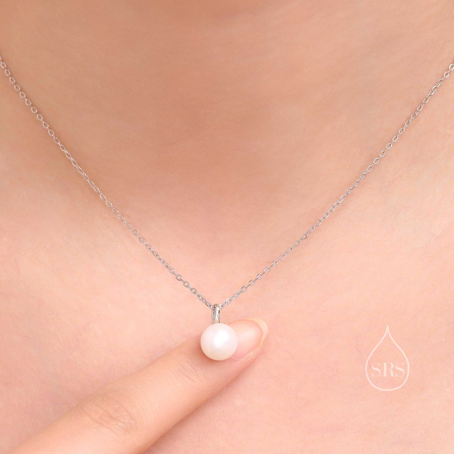 Delicate Genuine Freshwater Pearl Pendant Necklace in Sterling Silver, Silver or Gold, Minimalist Pearl, One-of-a-kind Semi-precious