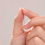 Extra Tiny Open Square Threader Earrings in Sterling Silver, Silver or Gold, Cut-out Square Ear Threaders