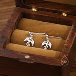 Tiny Dragon Drop Stud Earrings in Sterling Silver, Silver or Gold or Rose Gold, Sterling Silver Dragon Earrings