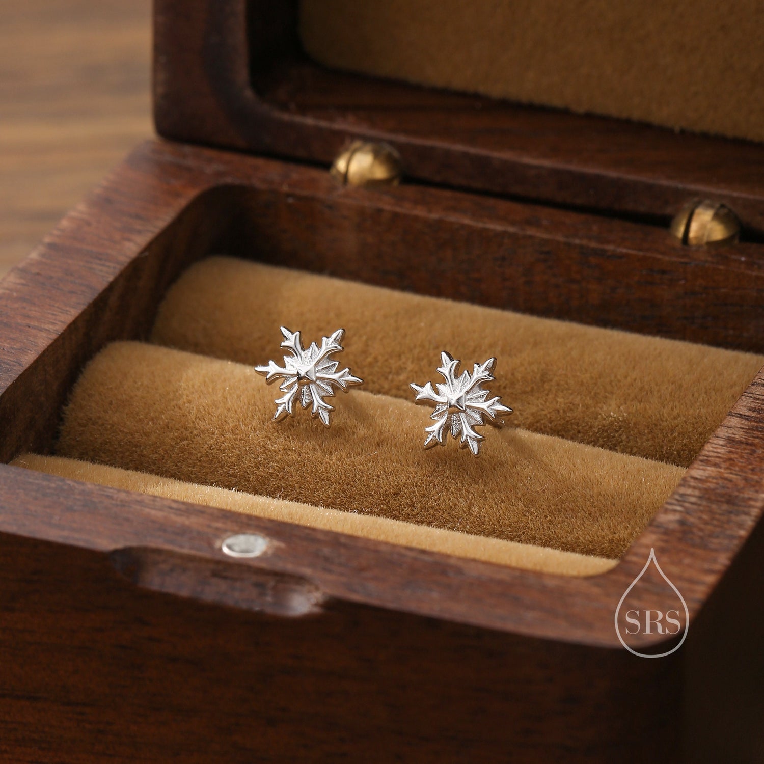 Sterling Silver Snowflake Stud Earrings, Snow Earrings, Available in Three Finishes - Silver, Gold and Rose Gold, Dainty Snowflake