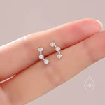 Tiny CZ Trio Constellation Stud Earrings in Sterling Silver, Silver, Gold or Rose Gold, Three CZ Earrings, CZ Cluster Earrings