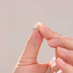 Heart Chain Stud Earrings in Sterling Silver, Silver or Gold, Tiny Ear Jacket, Dainty Jewellery