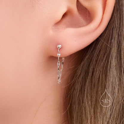 Sparkle Chain Stud Earrings in Sterling Silver, Silver or Gold, Tiny Ear Jacket, Dainty Jewellery