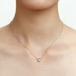 Sterling Silver Moonstone Dainty Coin Pendant Necklace - Delicate Lab Moonstone Coin Necklace