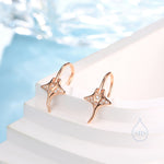 Sterling Silver Manta Ray Fish Drop Hook Earrings with CZ, Stingray Dangle Hoop Earrings, Dainty Zircon Fish Dangle Earrings