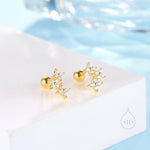 Tiny Hydrangea Bouquet CZ Screw Back Earrings in Sterling Silver, Silver, Gold or Rose Gold, Three CZ Flower Earrings, CZ Cluster Earrings