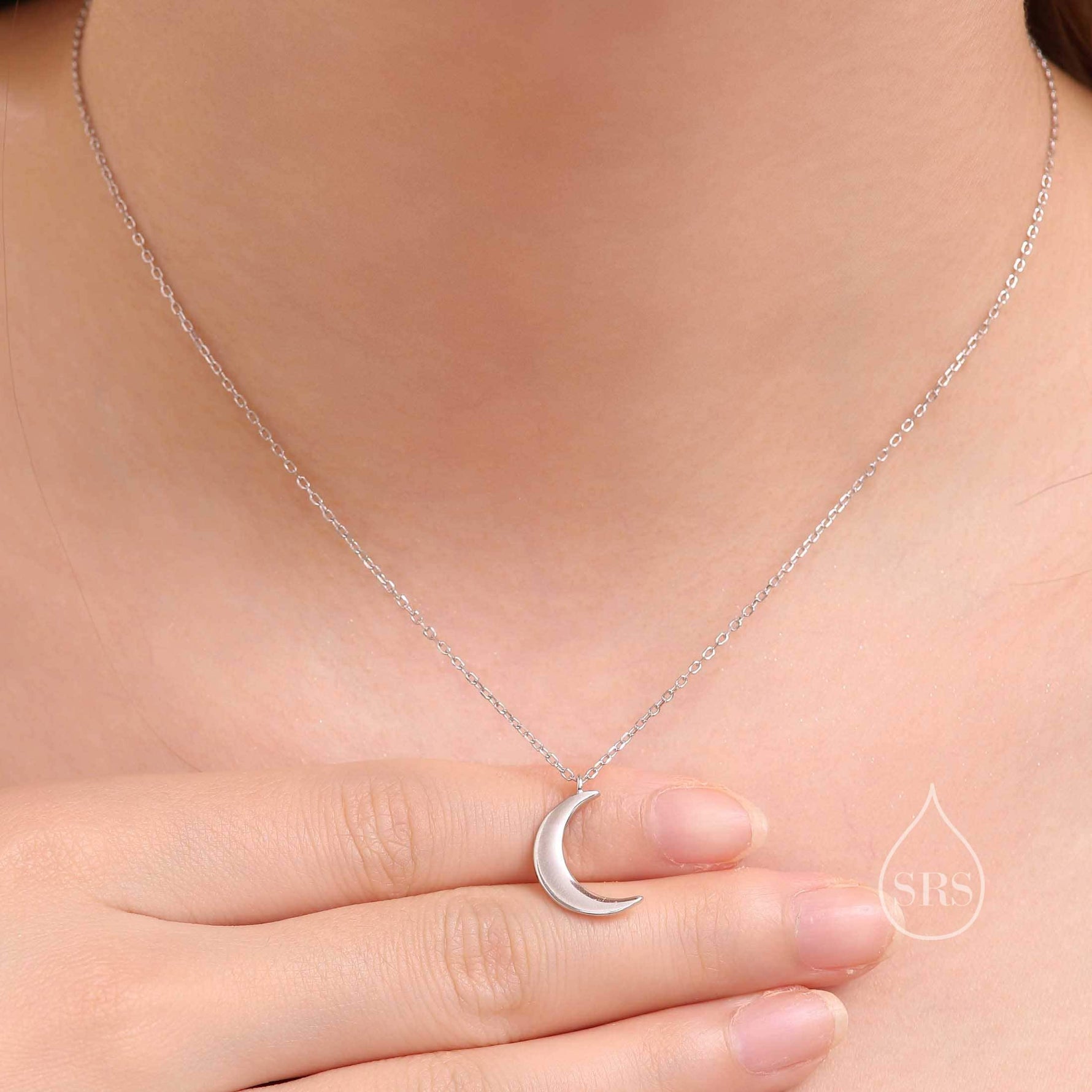 Crescent Moon Pendant Necklace in Sterling Silver - Moon Necklace - Gold or Silver - Cute, Fun, Whimsical and Pretty Jewellery