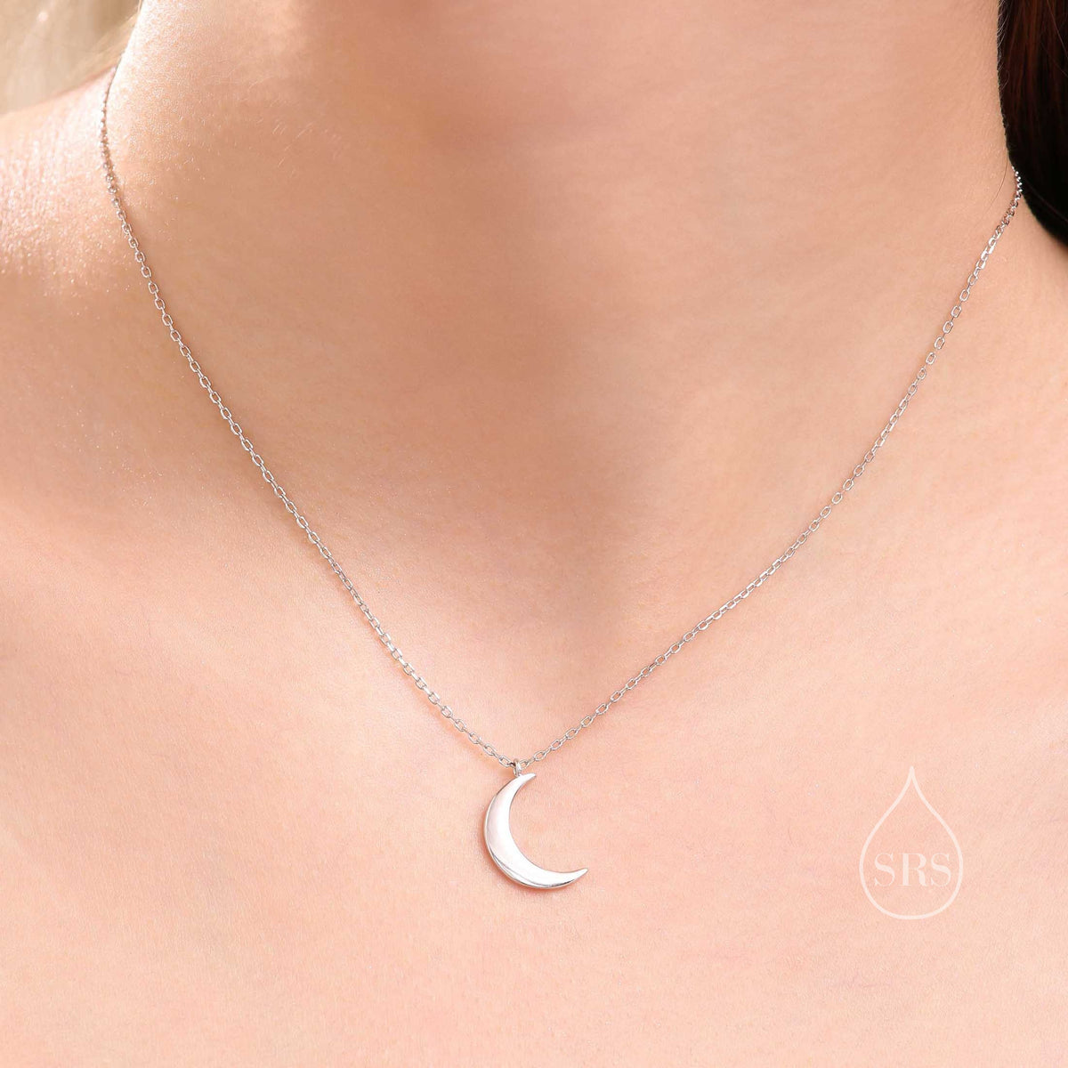 Crescent Moon Pendant Necklace in Sterling Silver - Moon Necklace - Gold or Silver - Cute, Fun, Whimsical and Pretty Jewellery