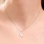 Crescent Moon Pendant Necklace in Sterling Silver - Moon Necklace - Gold or Silver - Cute, Fun, Whimsical and Pretty Jewellery