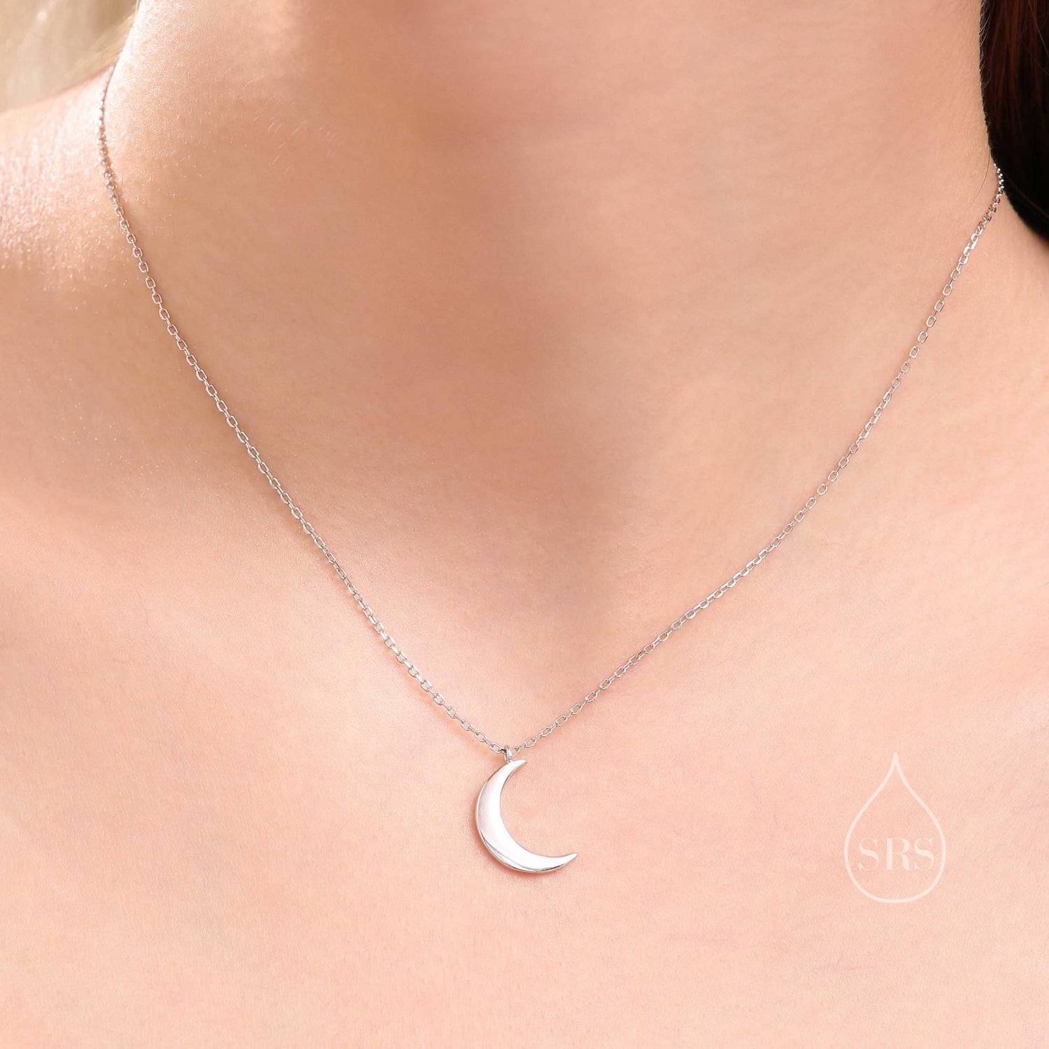 Crescent Moon Pendant Necklace in Sterling Silver - Moon Necklace - Gold or Silver - Cute, Fun, Whimsical and Pretty Jewellery
