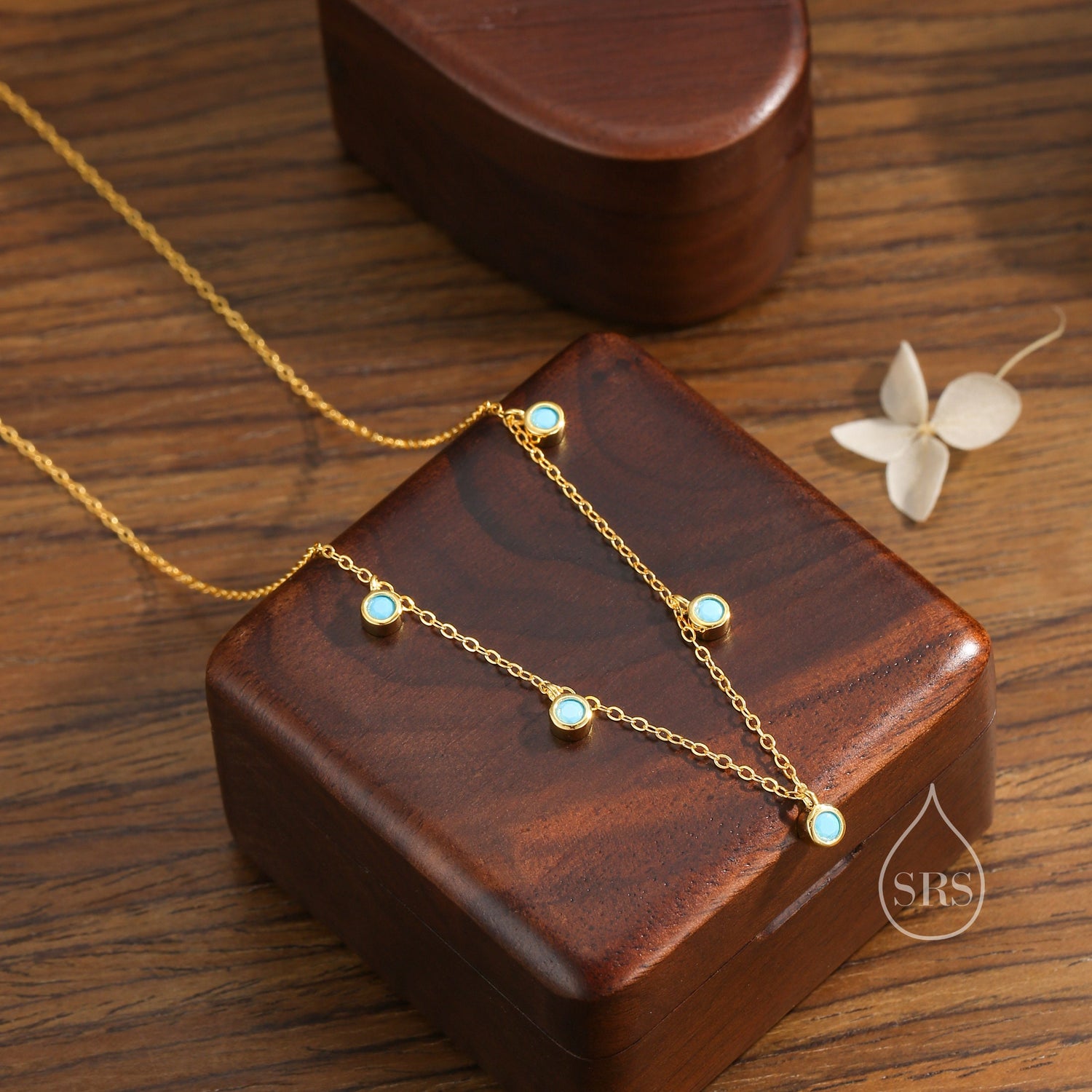 Turquoise Blue CZ Station China Necklace