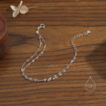 Sterling Silver Double Layer Skinny Disk Chain Bracelet in Sterling Silver, Silver or Gold, Layer Bracelet, Minimalist Bracelet