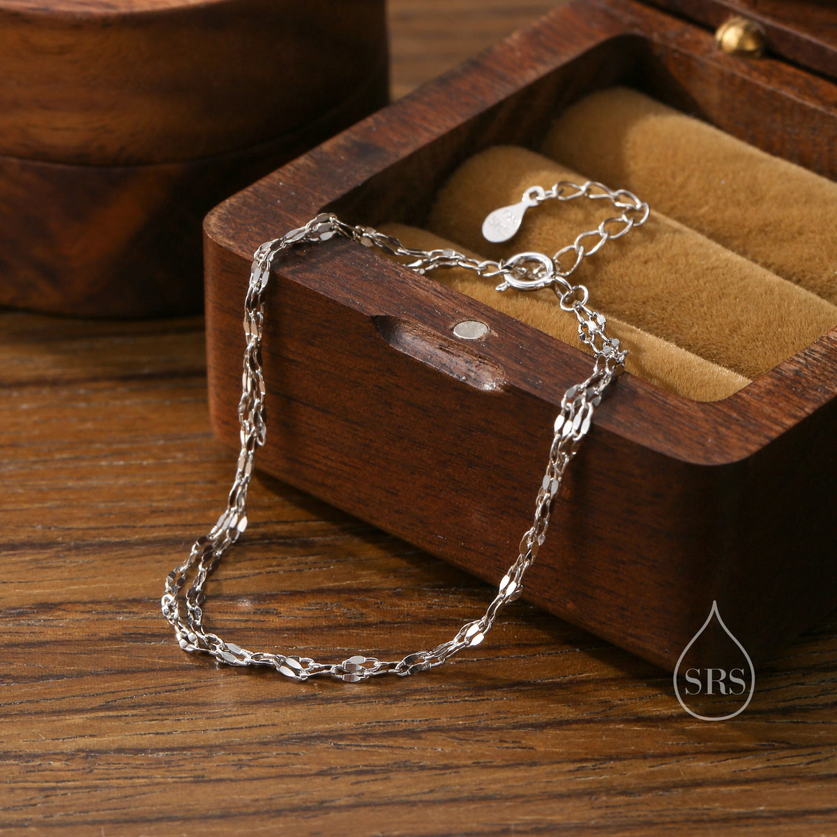 Sterling Silver Double Layer Skinny Disk Chain Bracelet in Sterling Silver, Silver or Gold, Layer Bracelet, Minimalist Bracelet