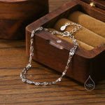 Sterling Silver Double Layer Skinny Disk Chain Bracelet in Sterling Silver, Silver or Gold, Layer Bracelet, Minimalist Bracelet