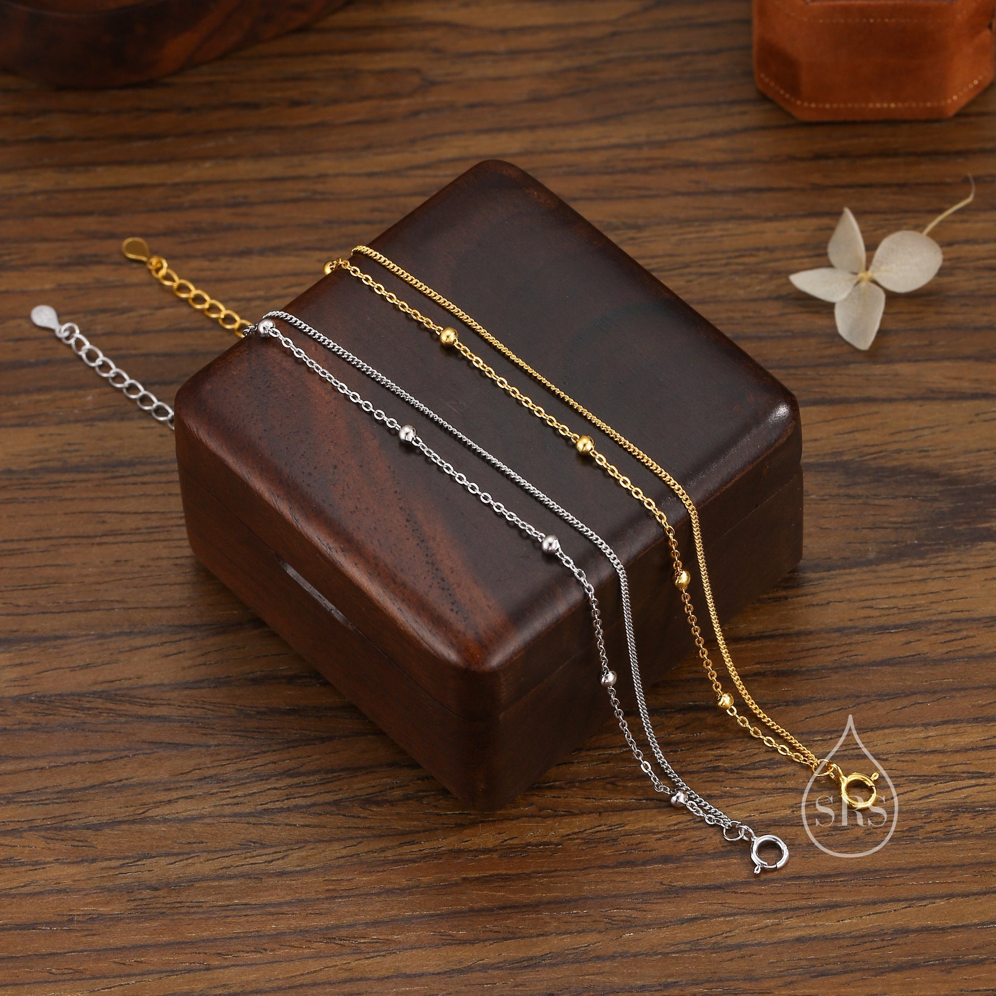 Sterling Silver Double Layer Satellite Chain Bracelet in Sterling Silver, Silver or Gold, Layer Bracelet, Minimalist Bracelet